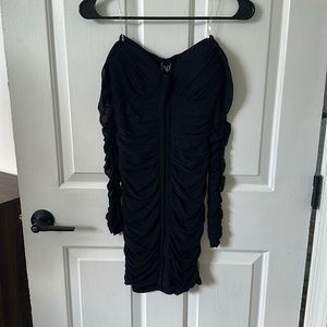 Black Corset Off Shoulder Mesh Dress - Bodycon